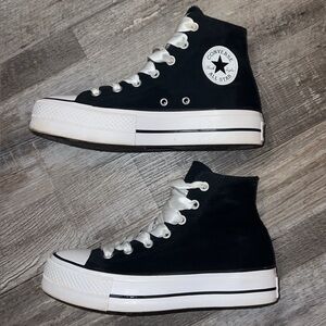 Converse Women's Platform Black and White High-Top Sneakers